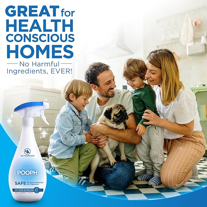 POOPH Pet Odor Eliminator Spray 32oz 2 Pack Fragrance Free Odor Remover for Dogs and Cats Urine Poop Pee Deodorizer for Carpet Furniture and Home
