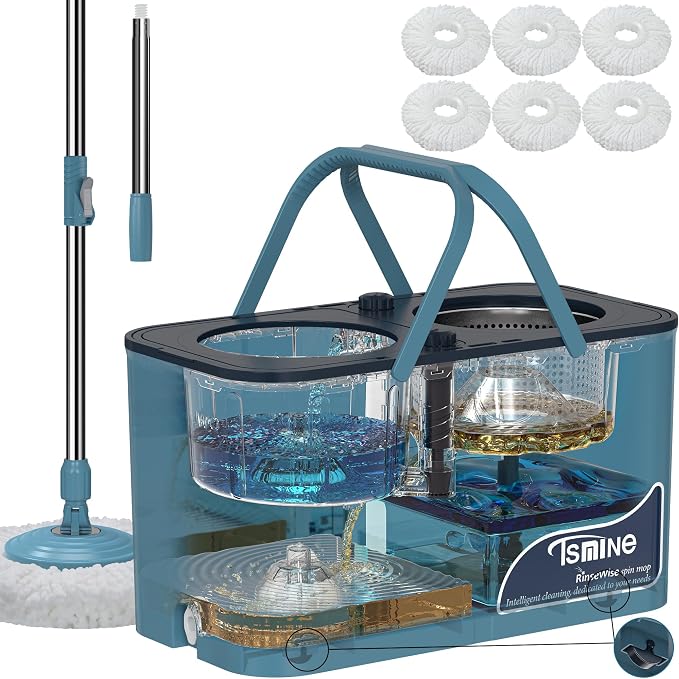RinseWise Gen 1 Large Capacity and Gen 1 Compact Mop Bucket,with 360 ° Swivel Wheels for Home & Kitchen Cleaning