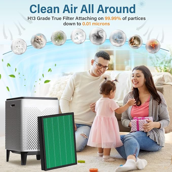 2 Pack 300 Replacement Filter for Coway AIRMEGA Max2 300/300S Smart Air Purifier，True HEPA with Activated Carbon 2-in-1 Filter, AP-1515-FP
