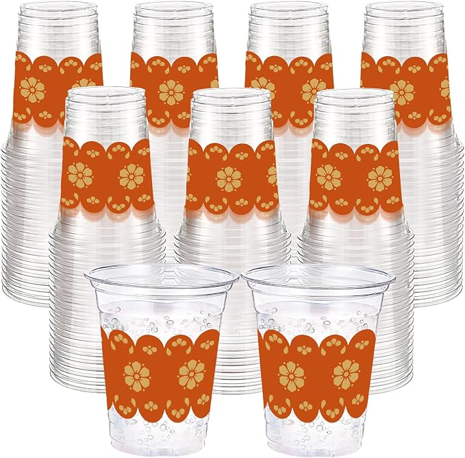 100 Pcs Cielito Lindo Plastic Cups 12 oz Mexican Disposable Plastic Copas De Barro Drinking Cups Bulk for Talavera Cielito Lindo Baby Shower Wedding Birthday Party Decoration Supplies