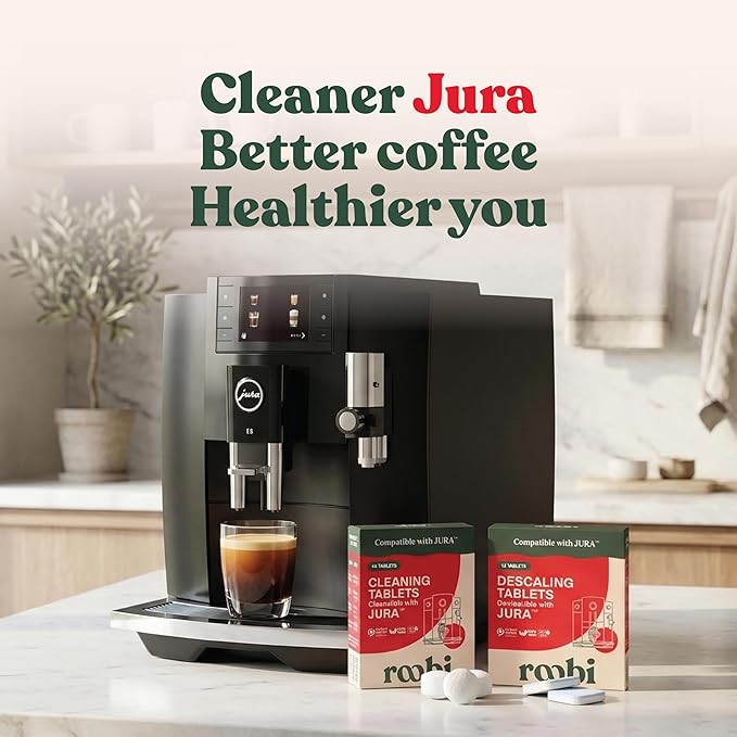 Roobi Jura Compatible Cleaning & Descaling Kit. Specially Formulated to Clean & Descale your Jura Espresso Machine. 100% Vegan, Carbon Neutral.