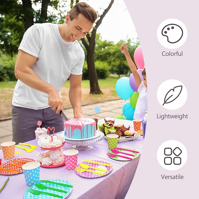 300 Pieces Neon Party Plastic Cutlery Set Colorful Disposable Silverware Sets Included 100 Neon Party Forks 100 Spoons & 100 Knives for Neon Party Favors Birthday Party Supplies, 4 Colors