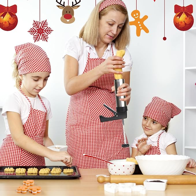 23-Piece Cookie Press Set,Cookie Press Gun Decorating Kit with 13 Stainless Steel Disksand 8 Piping Tips and Cleaning Brush,Holiday Baking and Everyday Treats, Essential Baking Supplies