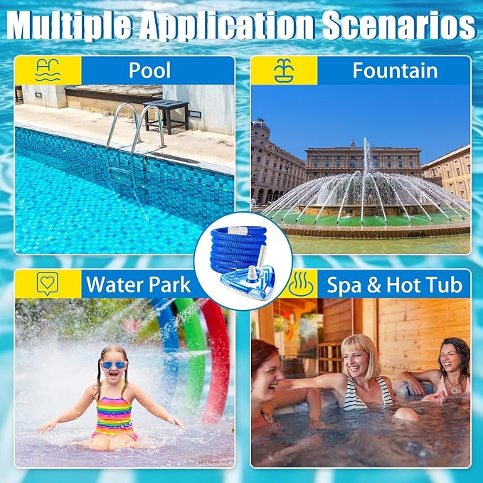 Qinyoung 2 Pcs Swimming Pool Cleaning Kit 1-1/4 Inch x 18 ft Pool Vacuum Hose with Swivel Cuff Triangular Weighted Pool Vacuum Head Connect 1-1/4" or 1-1/2" Hose for Above Ground Inground Pools, Blue