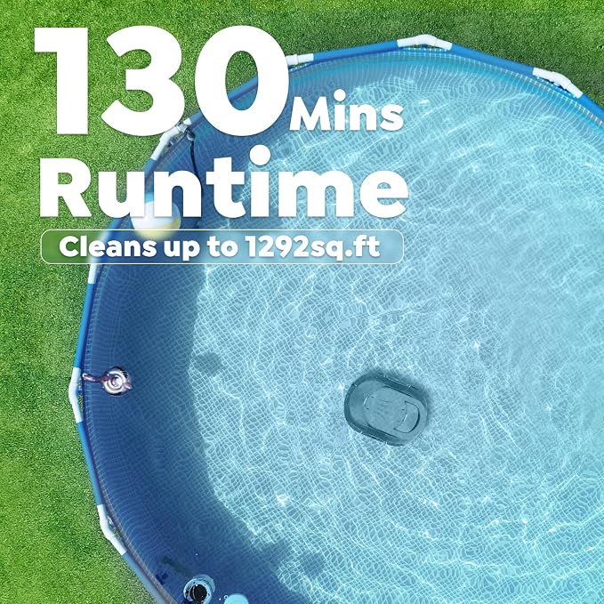S1 Pro Cordless Robotic Pool Cleaner, 130-Min Runtime, Cleans Up to 1,292 Sq.Ft, Dual-Motor Pool Vacuum, Automatic Cleaner with Large Filter Basket, Fast Charging & Self-Parking (Graphite Gray)