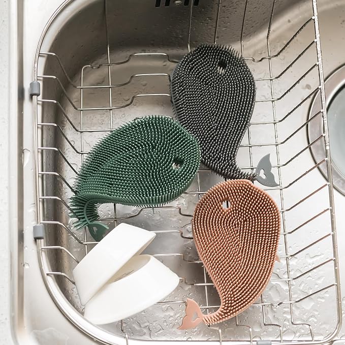 carrotez 2 Pack Silicone Dish Scrubbers, Scratch-Free Kitchen Sponge