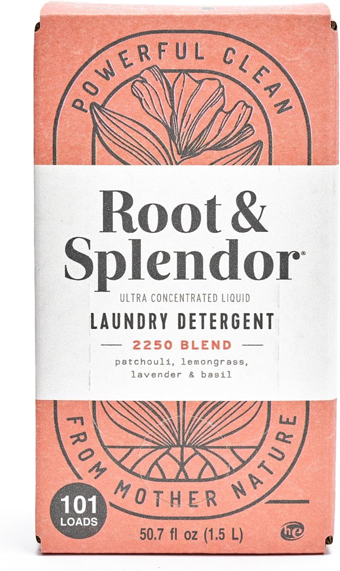 Root & Splendor Ultra Concentrated Non Toxic Laundry Detergent Liquid - Plant Based & Eco Friendly Enzymatic Laundry Soap, 2250 Scent, 1.5 Liter, 101 Loads