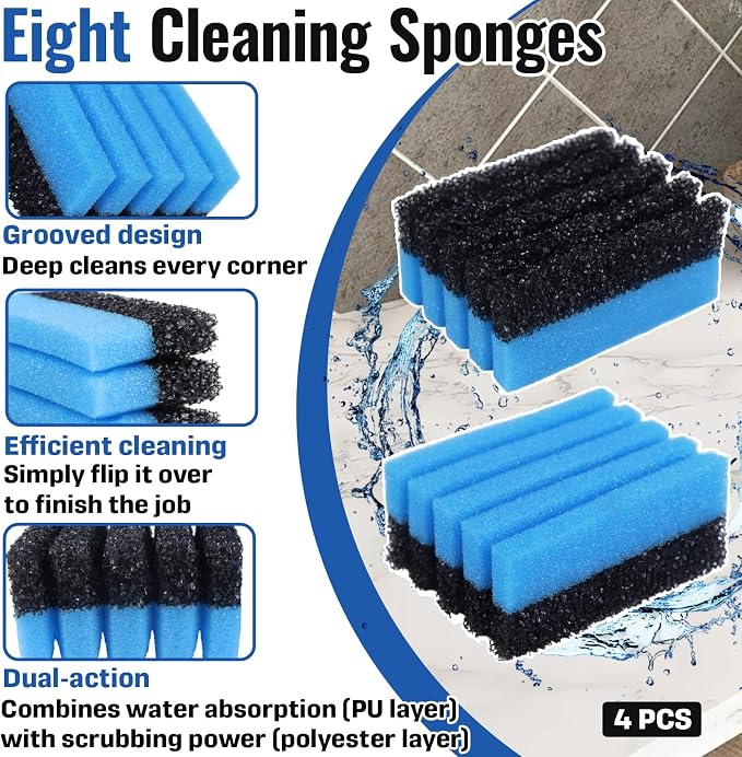 4 Pcs Grill Sponge + 1 Pcs Grill Scraper – Cleaning Sponge 12207 and Grill Scraper – Compatible with George Foreman Grill – for Indoor & Outdoor Grills with Grooves and Sandwich Makers