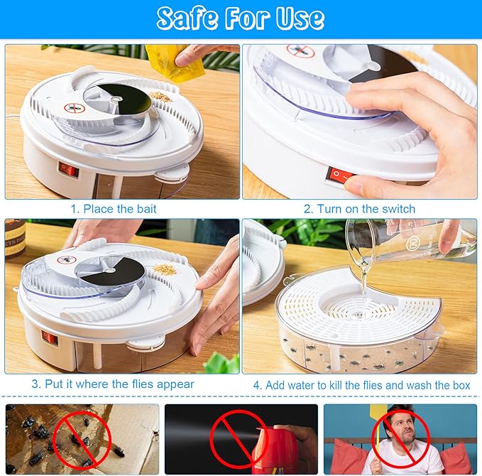 Electric 2 Pcs Fly Trap Pest Device Gnat Flying Insect Automatic Indoor Catcher Control Traps Reject Repellents Tools for Ranch, Garden