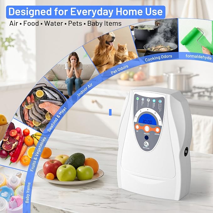 VTAR Ozone Machine, 500mg/h Multipurpose Ozone Machine Purify Air, Water, Fruits, Vegetables, Toothbrushes, Aquarium. Fruit Cleaner Device in Water- White