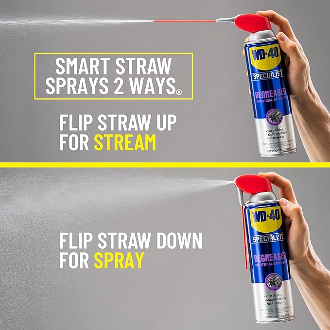 WD-40 Specialist Degreaser with Smart Straw, Heavy-Duty Degreaser for Breaking Down Grease on Engines, Heavy Machinery, Power Equipment and Metal Tools, Industrial Strength Fast-Acting Formula, 15 Oz