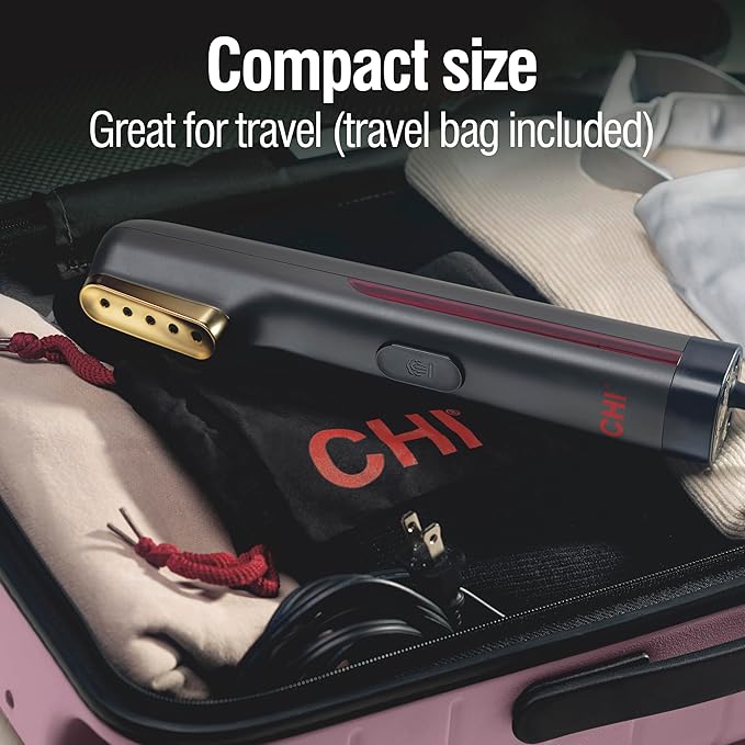 CHI Steam Handheld Garment Steamer for Clothes, 800 Watts, Portable Wrinkle-Remover, 5 Minutes of Continuous Steam, Portable Steam for Home and Travel, Black