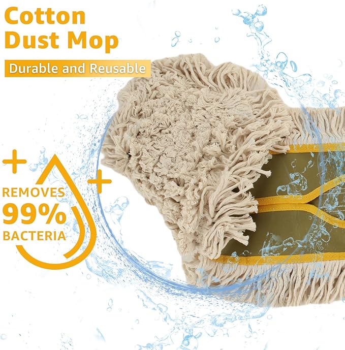 YAYODS 3 Pack Dust Mop Replacement Head, 36'' Dust Mops for Floor Cleaning Replacement Reusable Industrial Cotton Dust Mop Refill for Hardwood Floors, Ceramic, Marble, Tile