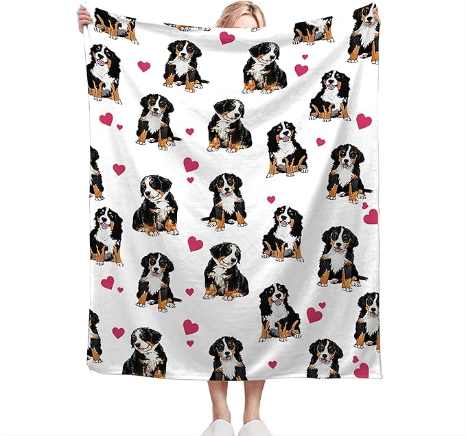Bernese Mountain Dog Blanket Bernese Mountain Dog Gifts and Decor Cute Dog Throw Blanket Dog Blanket for Girls Women Kids Adults Soft Warm Cozy Fleece Blanket for Couch Sofa Bed 50"x40"