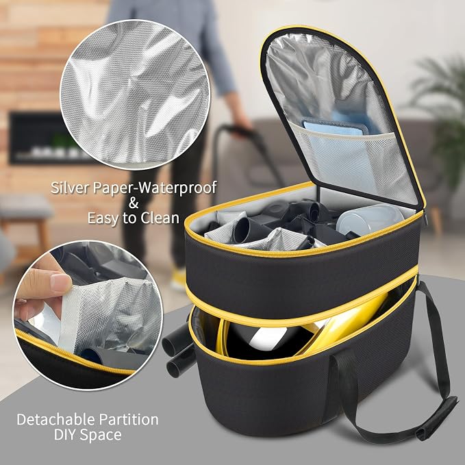 Bag for Wagner Spraytech 0282014 905e/915e/925e Portable Steam Cleaner, Foldable Handheld Steamer Storage Case for 18 Accessories Cleaning Brushes, Wallpaper Steam Plate with Pockets-Bag Only(YELLOW)