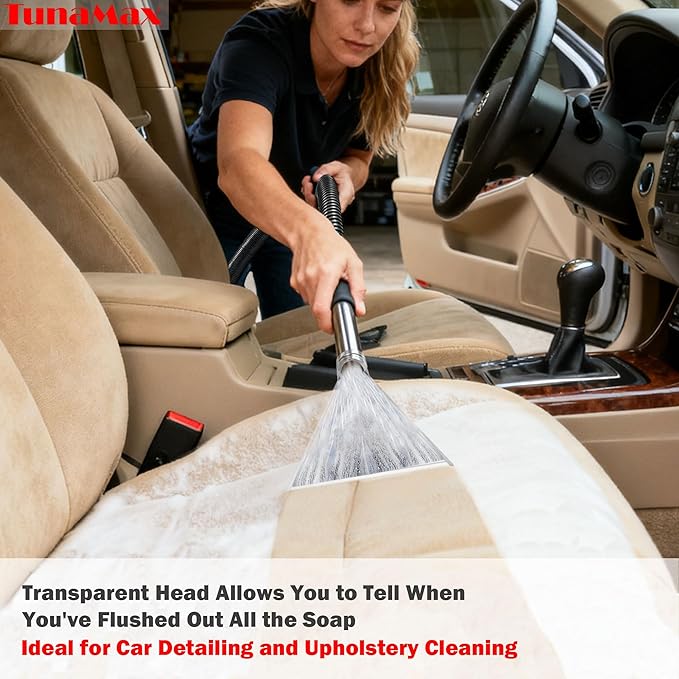 TunaMax Universal Work with All Shop Vacs Clear Extractor Attachment with 1-1/4" & 1-7/8" & 2-1/2" Adapters for Upholstery & Carpet Cleaning & Auto Detailing