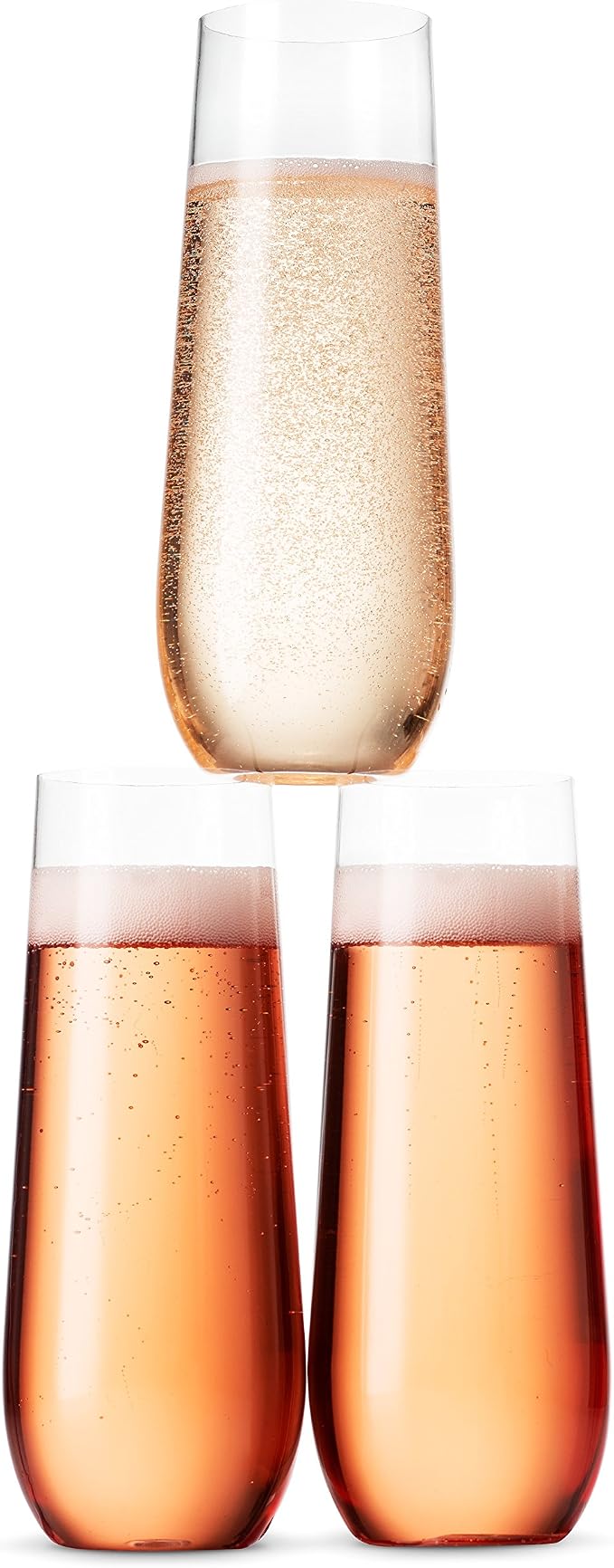 Munfix 36 Pack Stemless Plastic Champagne Flutes Disposable 9 Oz Clear Plastic Toasting Glasses Shatterproof Recyclable and BPA-Free