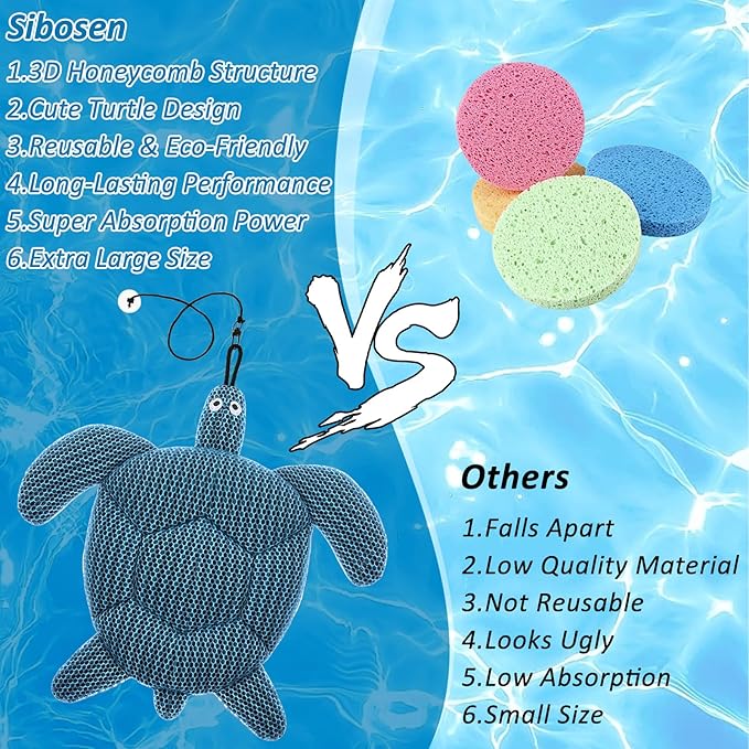 Hot Tub Scum Absorber with 4 Sponge Balls, 2025 Upgrade Reusable Scum Turtle Hot Tub Absorber Accessories Hot Tub Sponge for Spa & Pool Cleaner, Hot Tub Oil Absorbing Keeps Water Clean