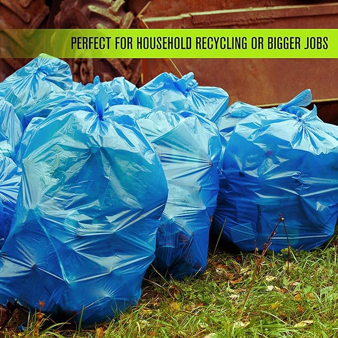 Aluf Plastics H-RBL39 33 Gallon Blue Trash Bags - (Pack of 100) - 1.2 MIL - Garbage or Recycling Bags 33" x 39" - Large Plastic Can Liners - for Industrial, Home, Contractor, Recycling