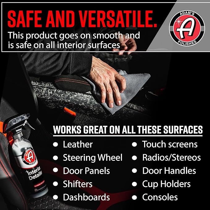 Adam's Polishes Interior Detailer 16oz - Total Car Interior Cleaner, Protectant & Dressing, All Purpose Cleaner & Leather Conditioner, Vinyl, Dashboard, Screen, Seat Cleaner & More