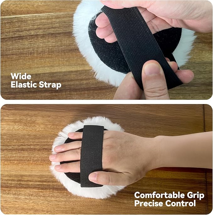 4 Pcs 5'' Reusable Lambswool Applicator Pads for Wood Stain, Waxes & Oil-Based Finishes