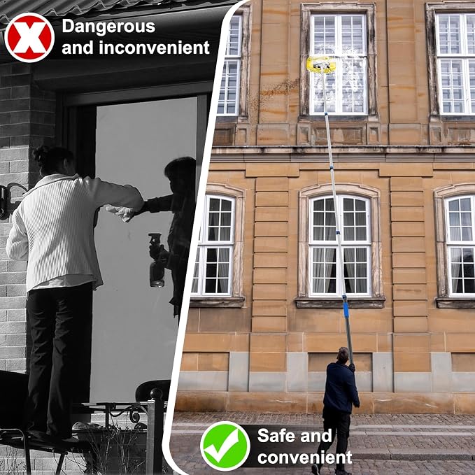 26FT Reach Telescopic Extension Pole, 5-20FT Paint Roller Extension Pole with Flip-Lock Design, Aluminum Alloy Threaded Head for Painting Cleaning Dusting & Window Washing Tools