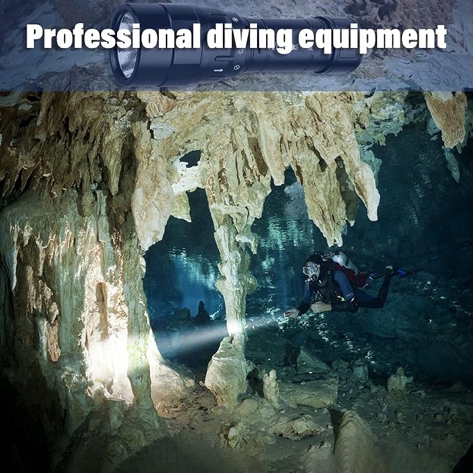 Wurkkos DL10R Dive Light, 4500 Lumens Super Bright Scuba Diving Flashlight, Type C Rechargeable, IPX-8 Waterproof with Magnetic Rotary Switch, 3Modes, 100m Underwater Lights for Night Diving