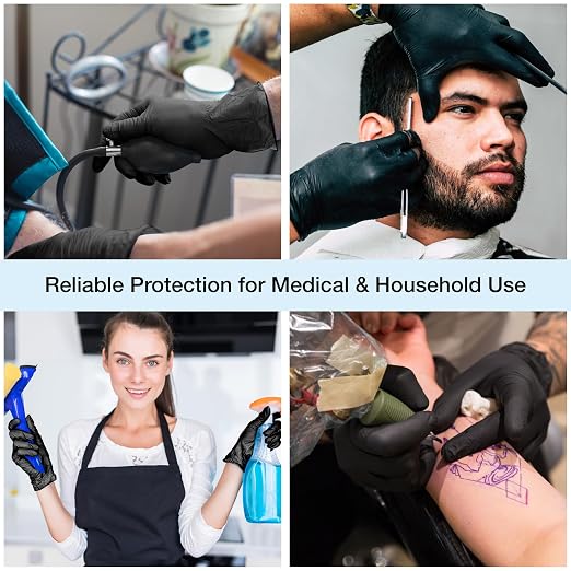 1st Choice Black Nitrile Gloves, 200 Count, Size M & L, Disposable, Latex Free, Exam Grade, Glove for Cooking - 4 mil