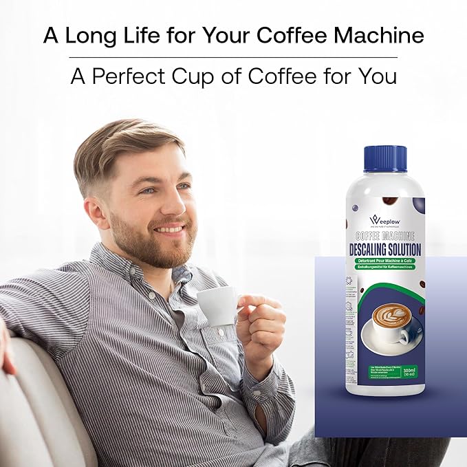 Weeplow Coffee Machine Maintenance Kit (4-Piece) – 3 DLSC002 Compatible Water Filters & 300ml Descaler Solution – For De'Longhi Magnifica, Dinamica, Autentica & ECAM Series