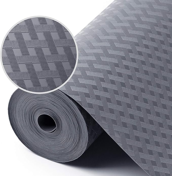 Shelf Liners for Kitchen Cabinets Refrigerator Liners Waterproof Kitchen Cupboard Liner Durable Plastic Drawer Mats EVA Material Non Adhesive Fridge Liner for Shelves (23.6 x 157.4 inches, Gray)