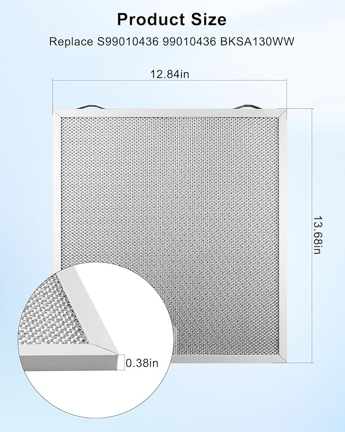 2 Pcs Range Hood Grease Filter Fit for Broan Nutone, 12.84 x 13.69 x 0.38 Inch Range Hood Aluminum Mesh Vent Filter Replace S99010436 99010436 BKSA130WW