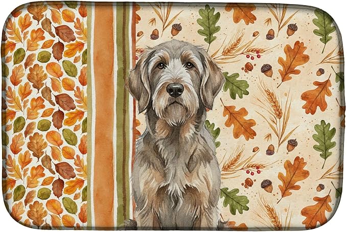 Caroline's Treasures Grizzle and Tan Otterhound Heirloom Fall Dish Drying Mat Absorbent Dish Drying Mat Pad for Kitchen Counter Dish Drainer Mat for Countertop, 14 x 21", Multicolor