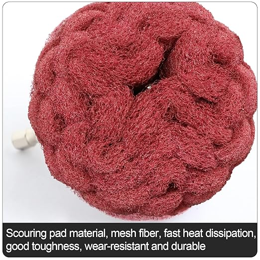 9PCS Scouring Pads Abrasive Buffing Polishing Wheel Drill Attachment Set, Non Woven Wheel Polishing Kit for Drill,Power Scrubber Drill Polishing Kit（Green red Gray 1/4” Shank