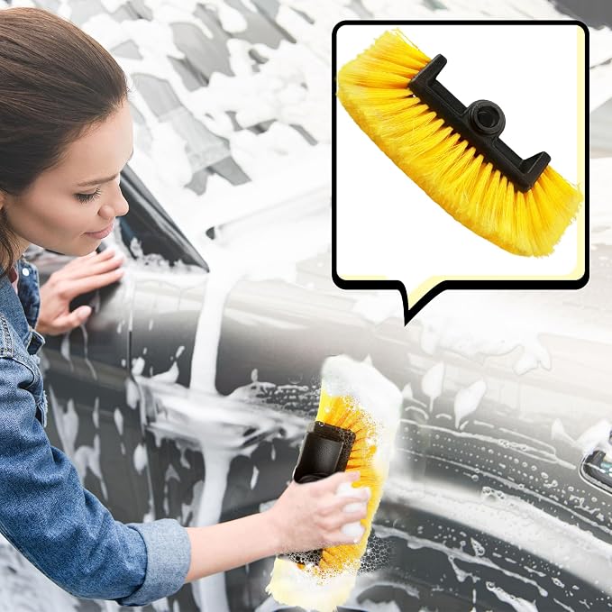 3 Pcs Car Wash Brush Head with Soft Bristles Flow Thru Car Cleaning Brush Yellow Car Wash Brush for Car Auto Truck RV Boat Camper Washing Home Auto Repair Shop