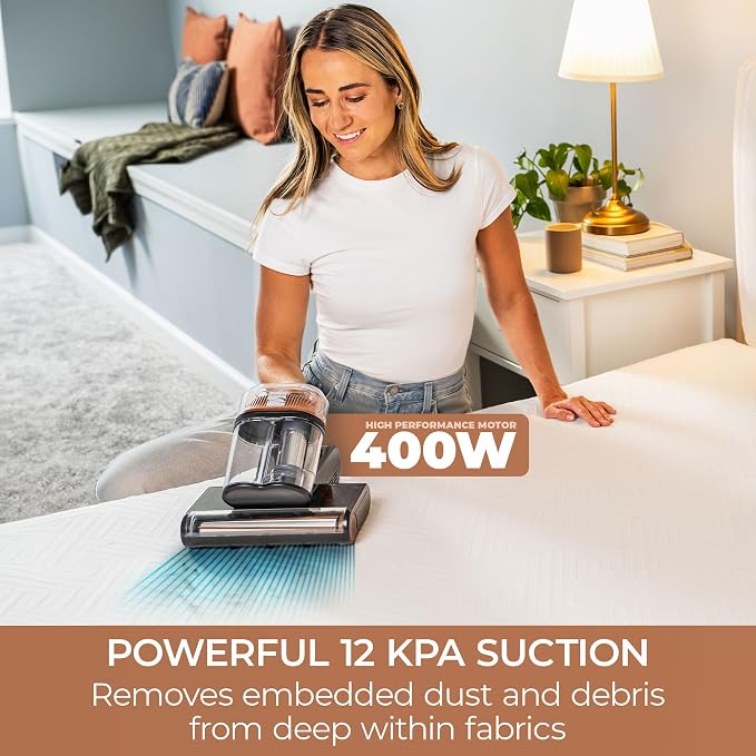 Kenmore Mattress Vacuum with UV-C Light & HEPA Filter | 14KPa Suction, Handheld Bed Vacuum Cleaner Machine with 131°F heat drying for Couch, Pet Hair - MC2010