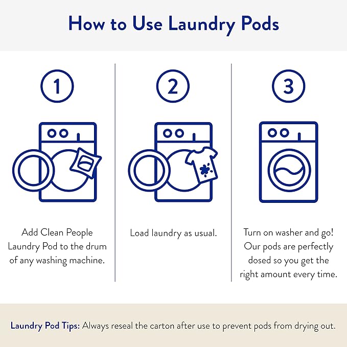 Clean People Laundry Detergent Pods & Fabric Softener Sheets - Plant-Based, Eco Friendly Laundry Detergent 96ct & Dryer Sheets 160ct (Fragrance Free)