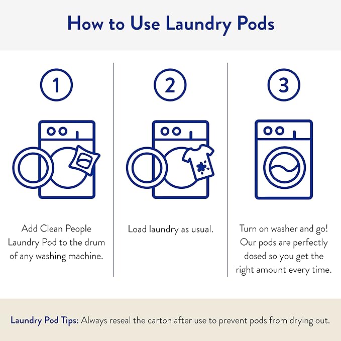 The Clean People Laundry Detergent Pods - Hypoallergenic Laundry Pods - Ultra Concentrated, Recyclable Packaging, Stain Fighting - Spring Scent, 96 Pack