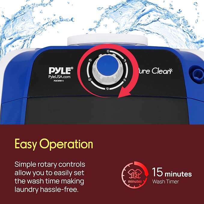 Electric Small Portable Compact Washer, Washing Machine | for Dorms, College Rooms, RV Camping, (PUCWM11)