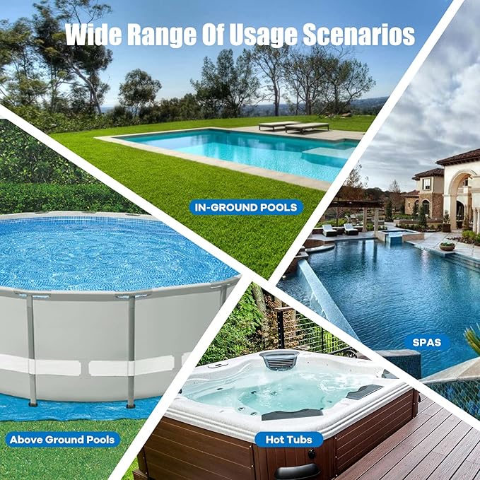 Pool Vacuum for Above Ground Pool with a Telescopic Pole, Running time up to 1H, Handheld Rechargeable Pool Cleaner with Powerful Suction up to 18.5 gallons/min, Ideal for Leaves & Debris, PC10