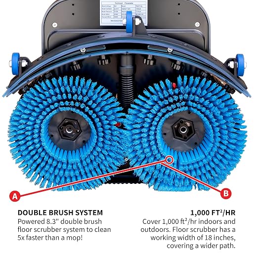 Electric Floor Scrubber Cleaner with 18” Power Mop Brushes Cordless 36V Battery Powered