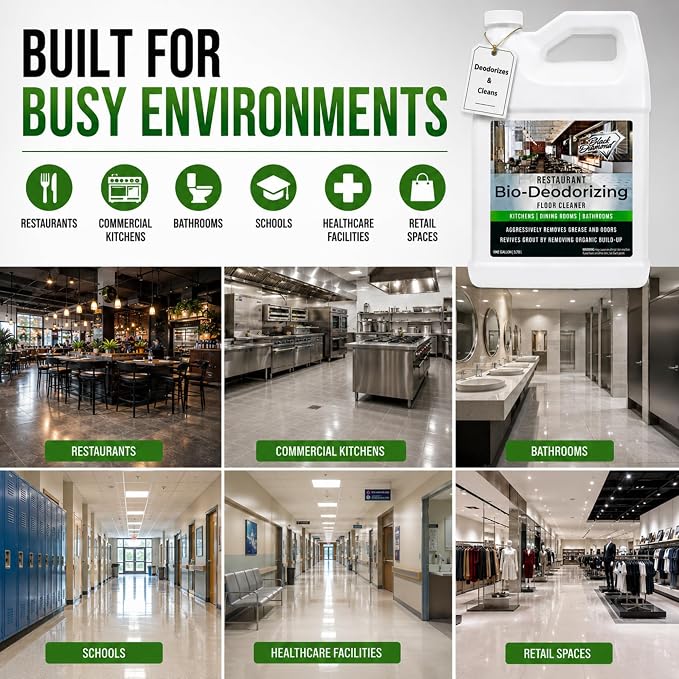 Black Diamond Stoneworks Restaurant Bio-Deodorizing Floor Cleaner – Concentrated Enzyme Cleaner & Degreaser for Tile, Concrete, Laminate, Hardwood & Natural Stone Floors (4 Gallons)