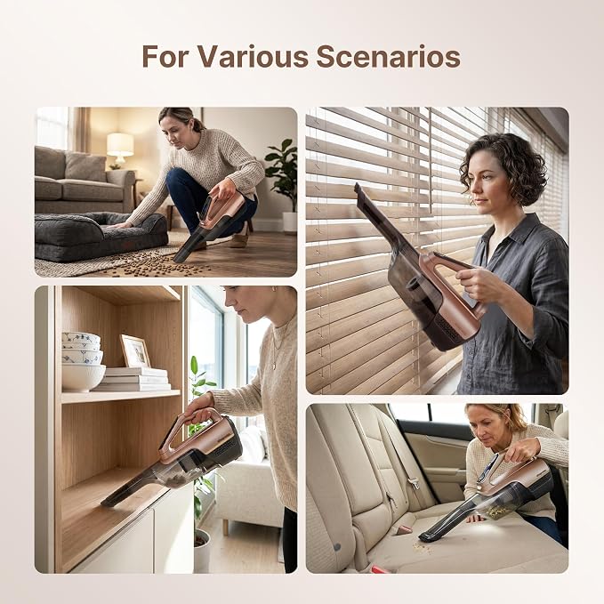 Shop-Vac S3 20V Handheld Vacuum Cordless, Dual-Speed Powerful Portable Car Vacuum Rechargeable, Wall-Mounted Lightweight Hand Vacuum for Home & Car, LED Light, HEPA Filter, Champagne Gold