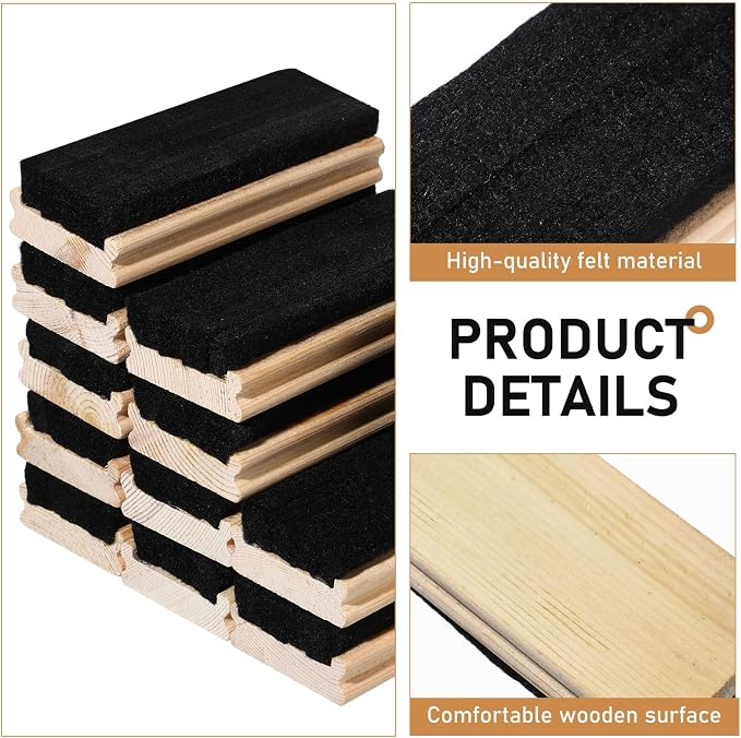 Marspark Felt Style Erasers, Cleaner Dusters Felt Chalkboard Eraser for Kids Wood Chalk Eraser for Chalkboard Cleaners Dusters for Markers White Black Boards Paint School Students Teachers(60 Pieces)