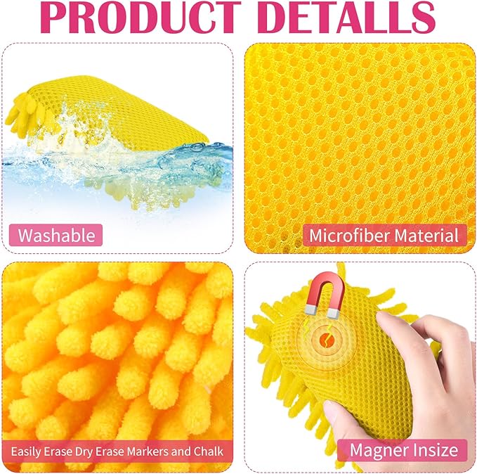 Sherr 24 Pcs Magnetic Whiteboard Eraser Erase Erasers Microfiber Washable White Board Eraser for Chalk Home Office(Bright Colors)