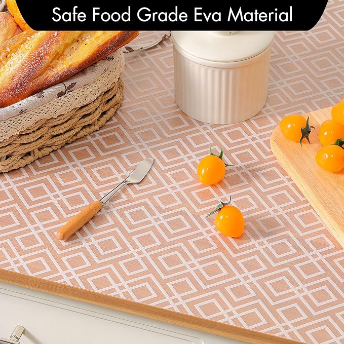 Cooyes Shelf and Drawer Liner for Kitchen Cabinets – Non-Adhesive, Waterproof, Non-Slip Cabinet Liners for Scratch Protection, Desk, Refrigerator, Shelves, Drawers with Modern Pattern