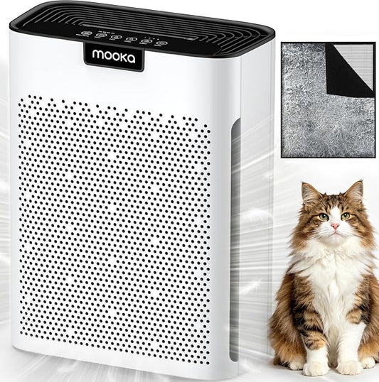 Air Purifiers for Home Large Room 2200 Ft² with Washable Filters, MOOKA H13 HEPA Air Purifier for Home Pets Bedroom with Fragrance, Air Cleaner for Smoke Dust Pollen Pets Hair Odor, KJ190 White