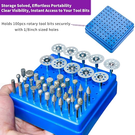 Diamond Grinding Bit Set for Dremel, Rotary Tool Grinding Cutting Wheel 1/8” Shank for Stone Glass Tile Jewelry Engraving Rock Etching Masonry Carving Metal Wood - 32Pc