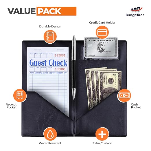 Check Presenters for Restaurants – 20 Pack Guest Check Books for Servers – Check Holder – Check Book