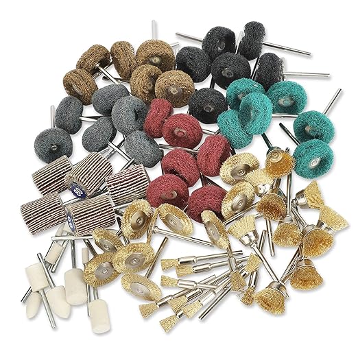 75PCS Mini Polishing Kit, Polishing Bit Abrasive Buffing Wheels Wire Brushes Flap Wheels Set for Rotary Tool, 1/8" (3mm) Shank