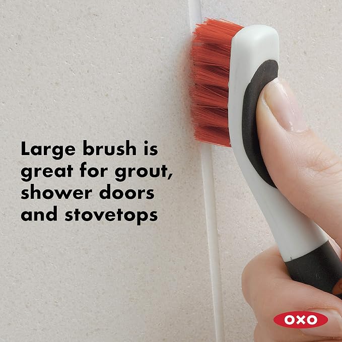 OXO All-Purpose Scrub Brush, Black/White, One Size and OXO Good Grips Deep Clean Brush Set